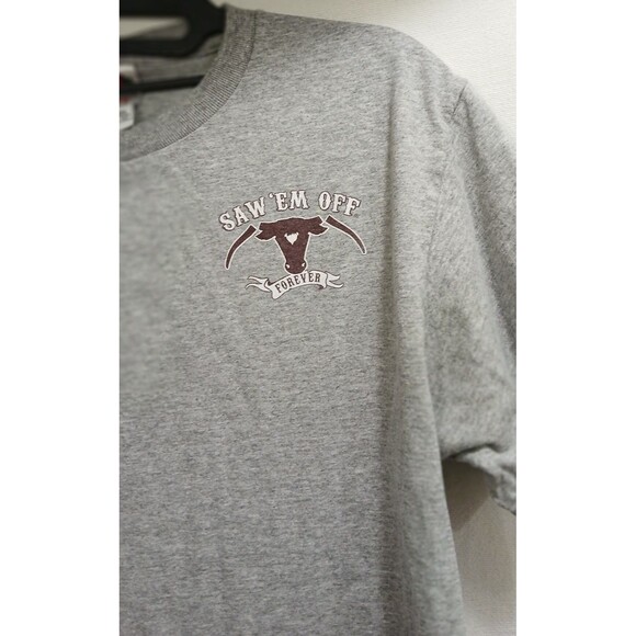 Vintage Texas A&M Saw ’Em Off Shirt Men’s M Gray Double Sided Psalms 75:10 EUC - Picture 3 of 5